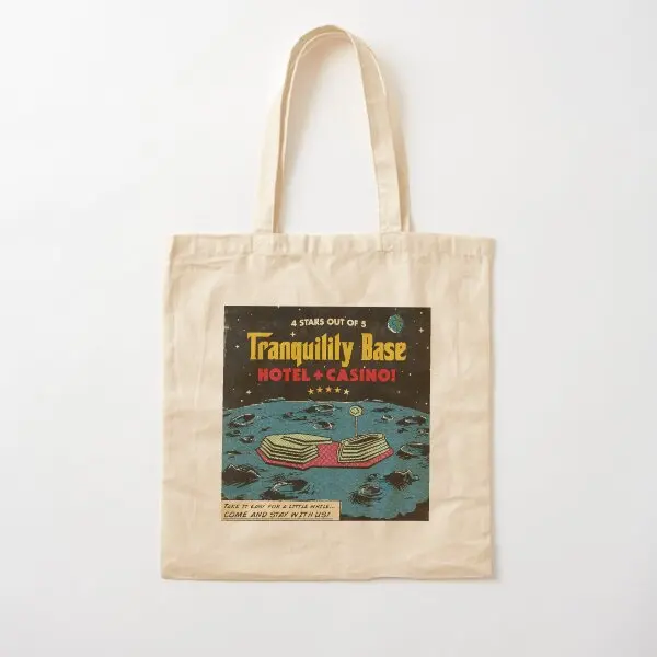 Tranquility Base Cotton  Canvas Bag Ladies Unisex Foldable Tote Handbag Women Grocery Shoulder Bag Shopper Fabric Reusable