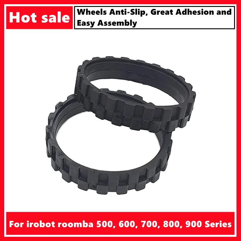 Tire skin for IROBOT ROOMBA Wheels Series 500, 600, 700, 800 and 900 Anti-Slip, Great Adhesion and Easy Assembly.