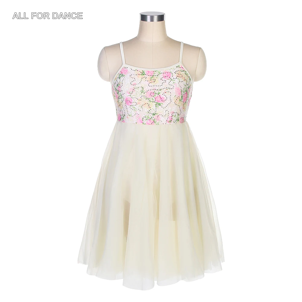 17001 Sequin Lace With Ivory Spandex Bodice Girl Ballet Dance Skirt Contemporary Dacne Wear Lyrical Dance Dress