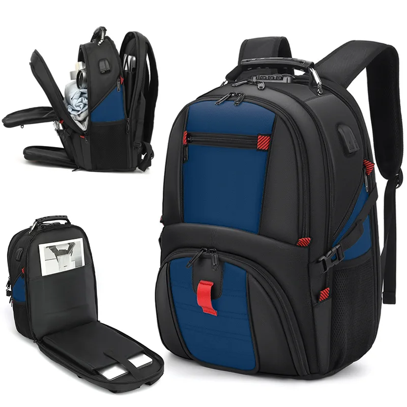 Multi-Functional Large Capacity Business Travel Backpack 17 inch Laptop Luggage Organizer with USB Charging Port Hidden Desk
