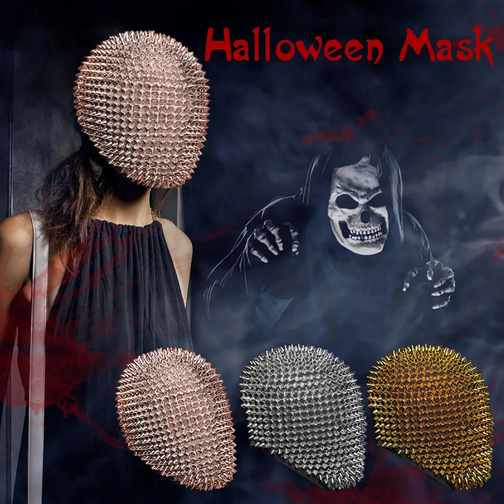 New 2024 Studded Spikes Full Face Margiela Face Cover Halloween Cosplay Funny Mask