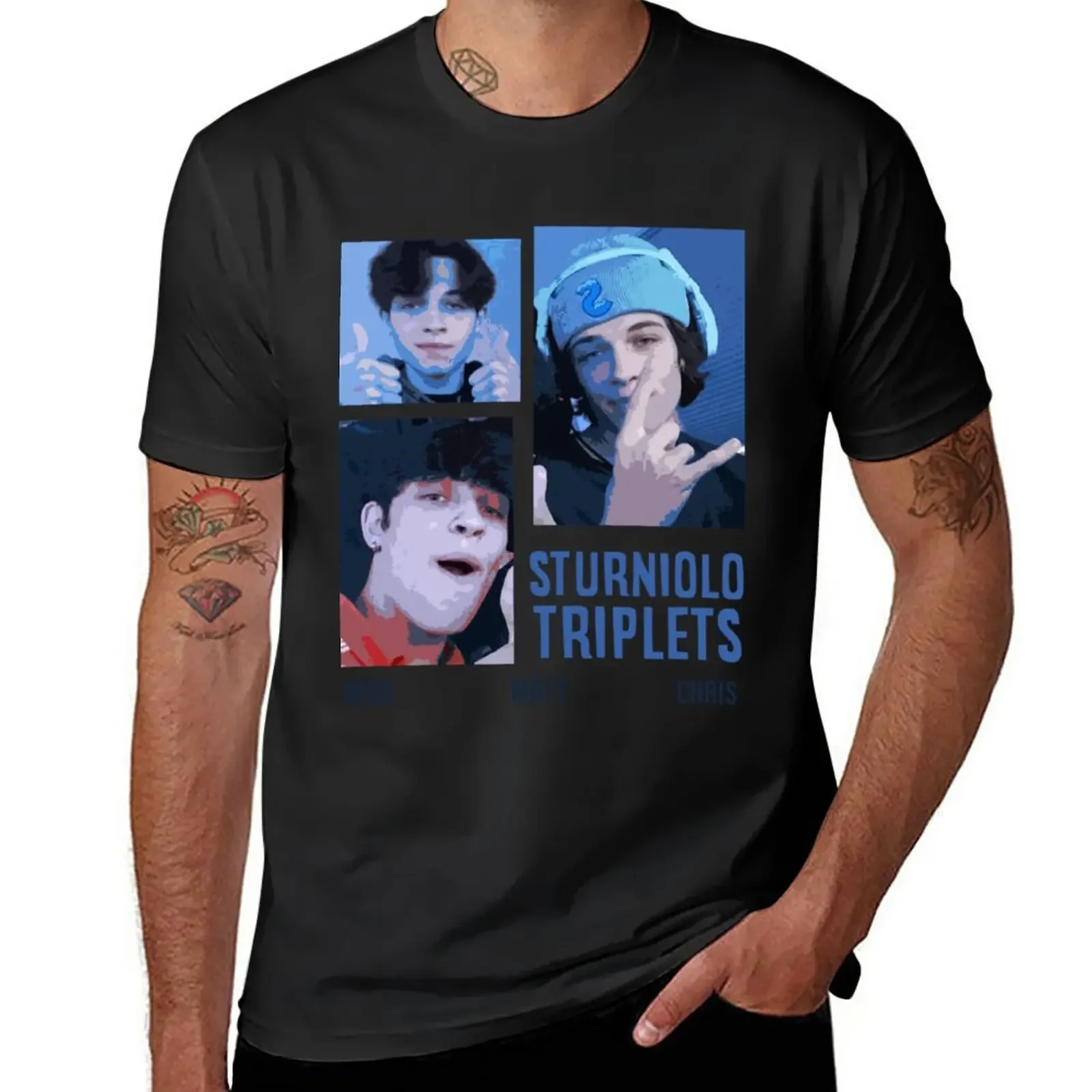 sturniolo triplets Trio Essential T-S T-Shirt Short sleeve tee vintage clothes plus size tops mens graphic t-shirts funny