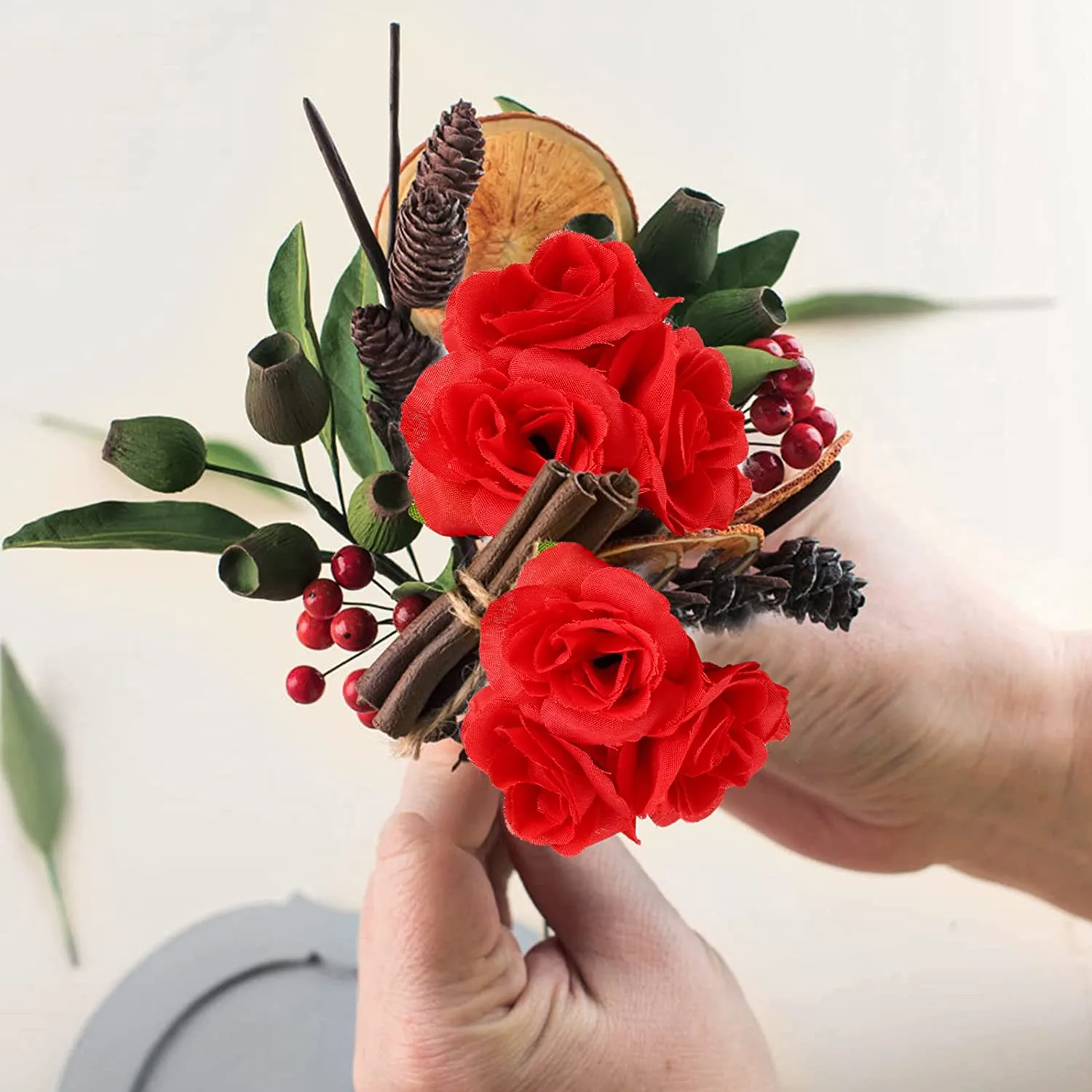 Künstliche Seidenblume Cremefarbene Rose Bestseller Großhandel Hochzeits-Brautstrauß Scrapbook DIY Geschenk Heim- und Gartenwanddekoration – Detail 2