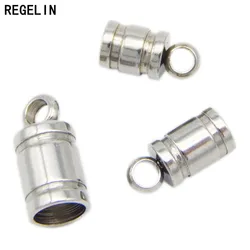 REGELIN Stainless Steel End Caps Leather Cord End Clasps Crimp Bead 20pcs/lot For 2/3/4/5/6mm Round Leather Cord DIY Connector