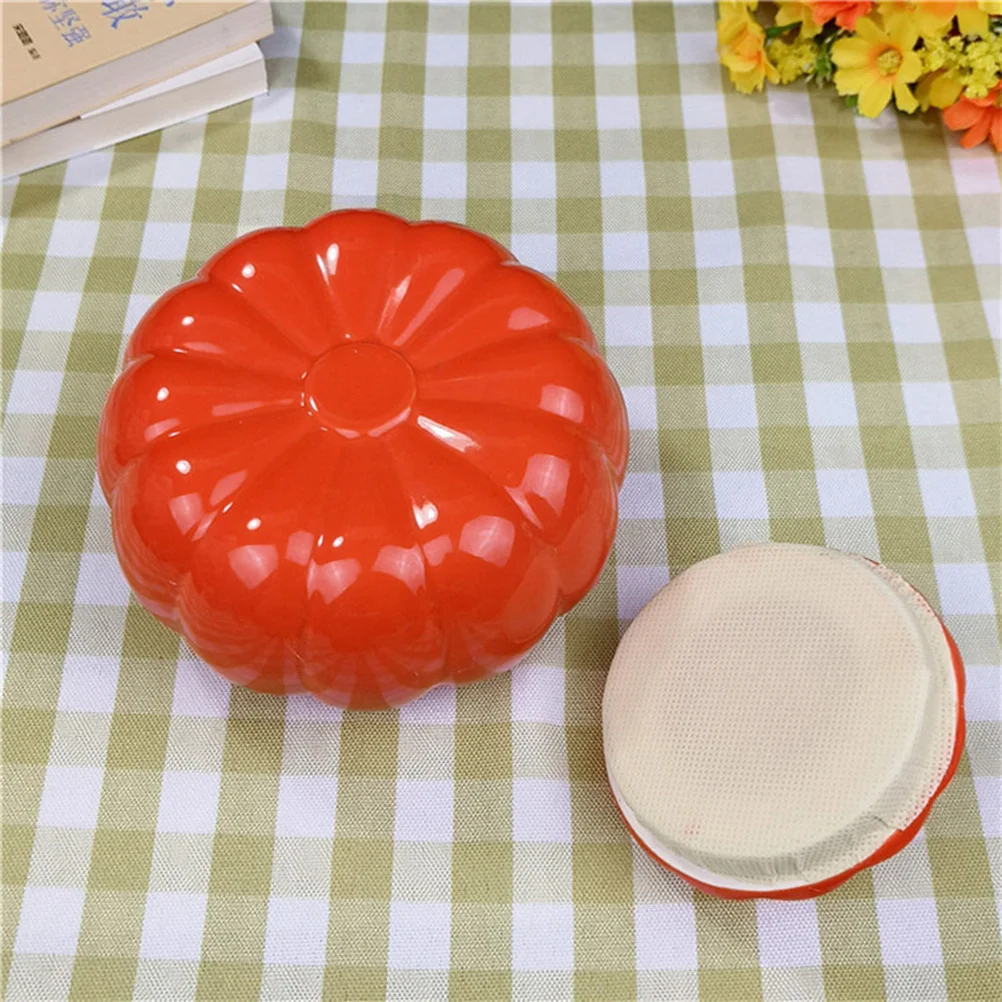 

Small Red Mini Pumpkin Shape Ceramic Tea Canister Sealed Container Coffee Sugar Candy Jar Food Storage Container for Home Gift
