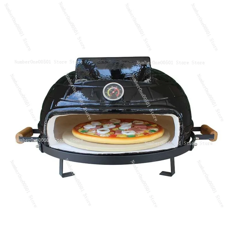 21 Inch Outdoor Chimney Ceramic Pizza Oven Tabletop Charcoal Grill Professional Restaurant Grade BBQ Oven