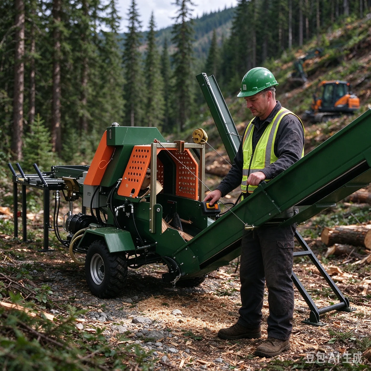High Pressure Log Splitter with Standard 4-Way Wedge for Large Tree Trunk Cutting