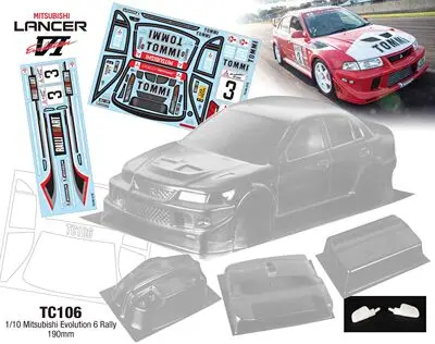 1/10 Lancer Evolution EVO 6 Ⅵ RC PC body shell 190mm width Transparent no painted drift body shell forRC hsp hpi trax mst Tamiya