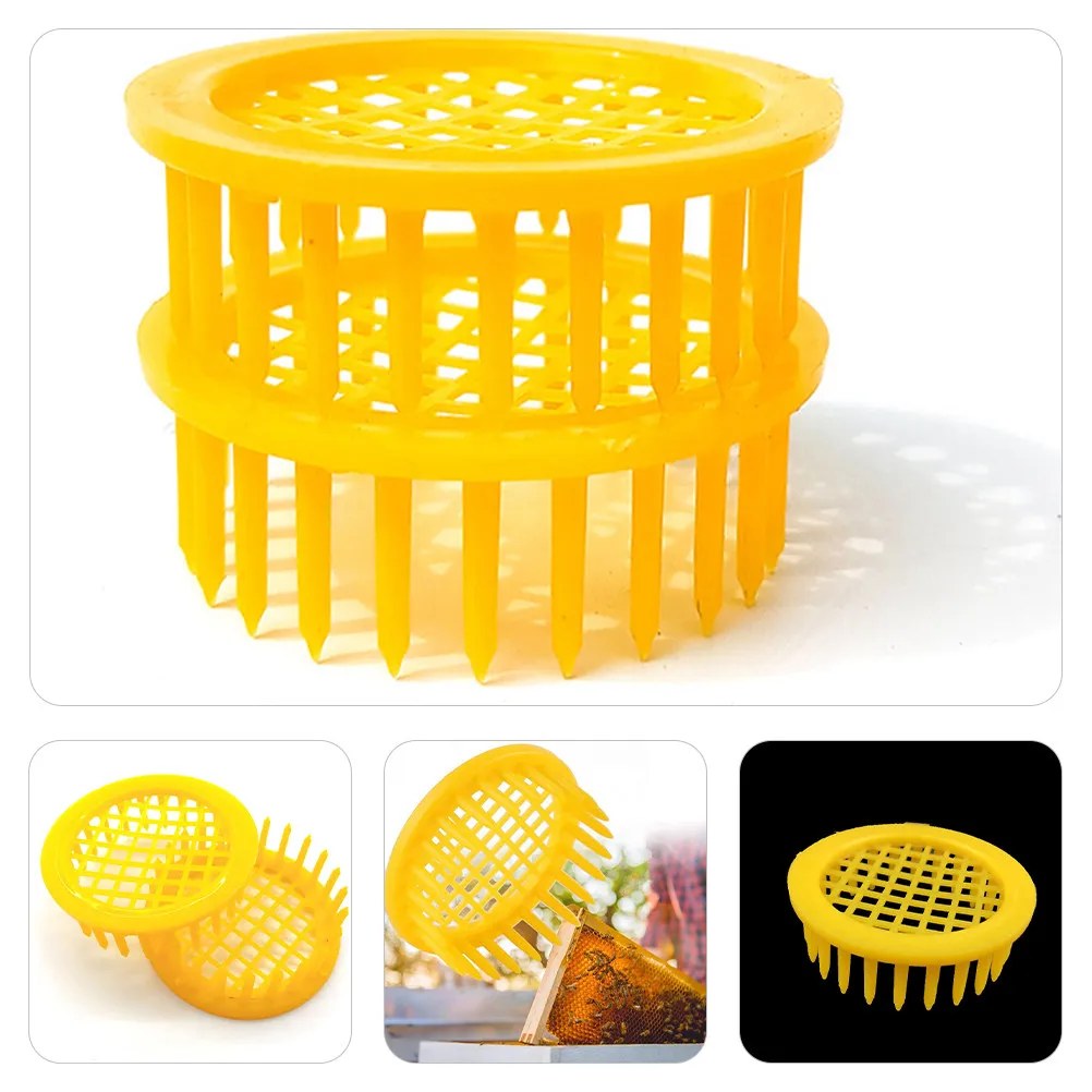 6Pcs Beekeeping Queen Cage Set Plastic Bee Rearing Cell Cage Safe Non Breakable Bee Incubation Base Beekeeping Tools