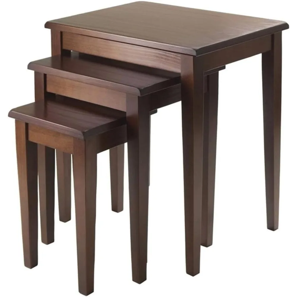 

3-Piece Transitional Solid Wood Nesting Tables in Antique Walnut