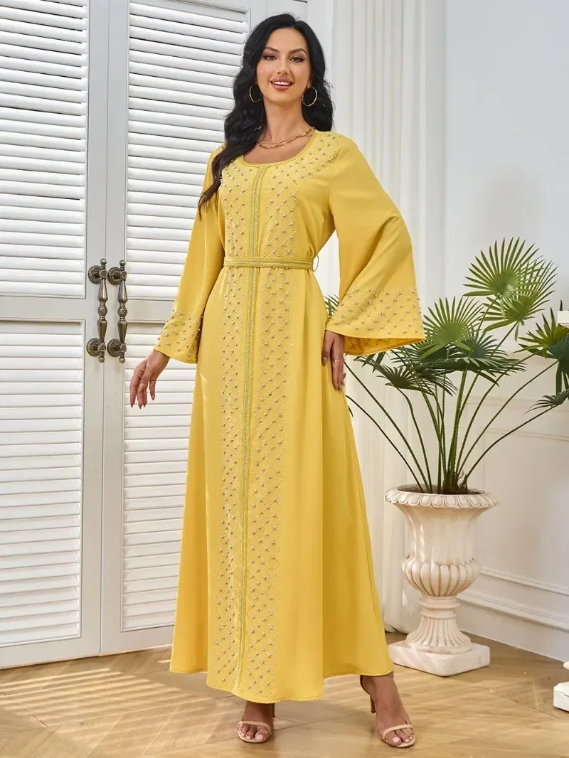 Moroccan Caftan for Women Party Long Robe Jalabiya Ramadan Eid Muslim Dresses Sashes Dubai Abayas Islam Kaftan Saudi Vestidos