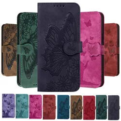 Funda de teléfono de cuero con tapa de gato y mariposa a la moda para Redmi Note 8 9 10 10S 11 11S 12 13 Pro 4G 5G tarjetero con soporte para libro