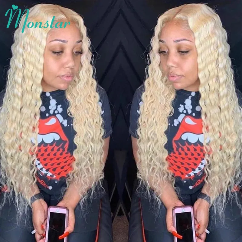 Blonde 613 Deep Wave Lace Frontal Wig 5x5 Closure Wig 613 Lace Frontal Wigs 13x6 13x4 Human Hair 360 Lace Brazilian Wigs on Sale