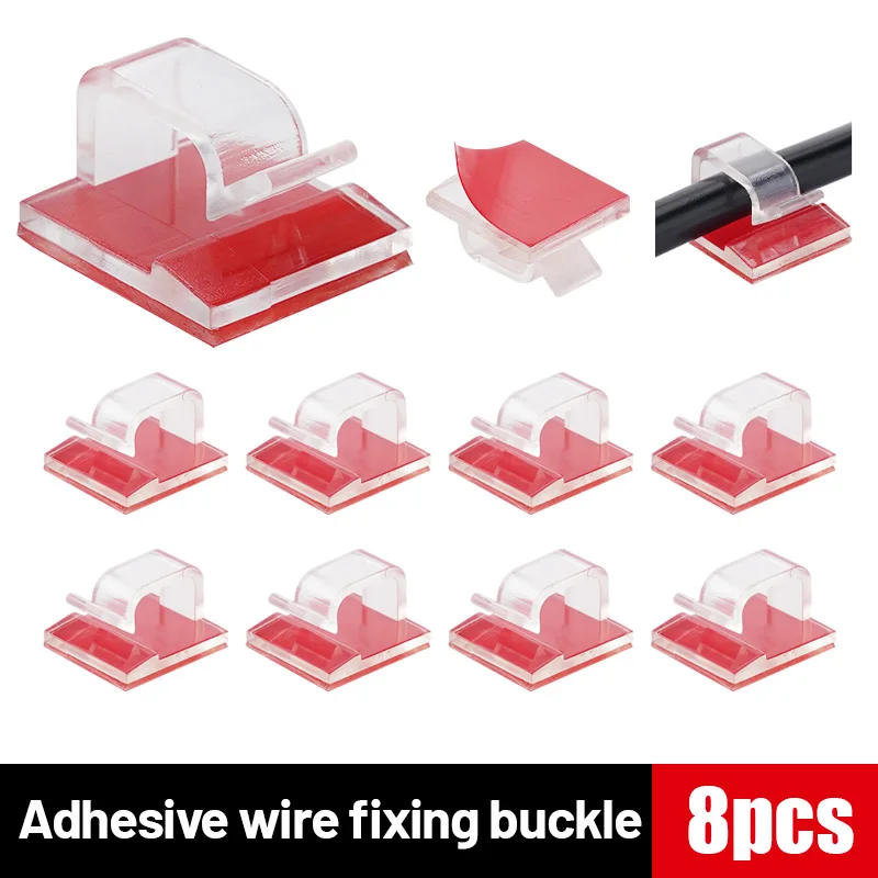 8/18/24/36/40Pcs Cable Organizer Clips Transparent Self-Adhesive Wire Management For Home Desk Office Kitchen Wire Clamp Manager