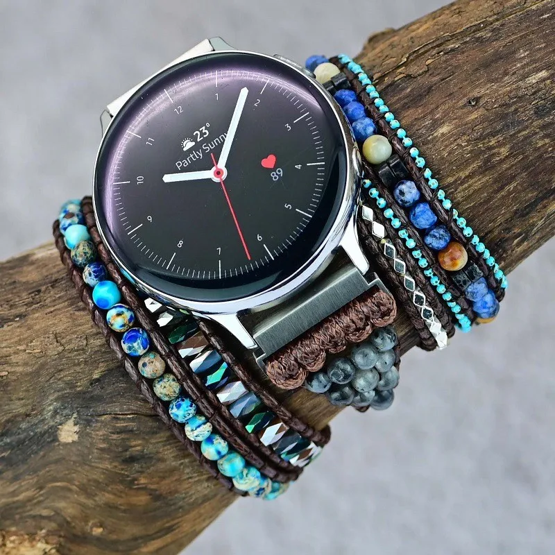 20MM 22MM Bohemian Watch Band Women For Galaxy watch 3 4 Natural Stone Bracelet Strap Amazfit Bip GTS GT/2/2Pro GT 2E GTR 3Pro