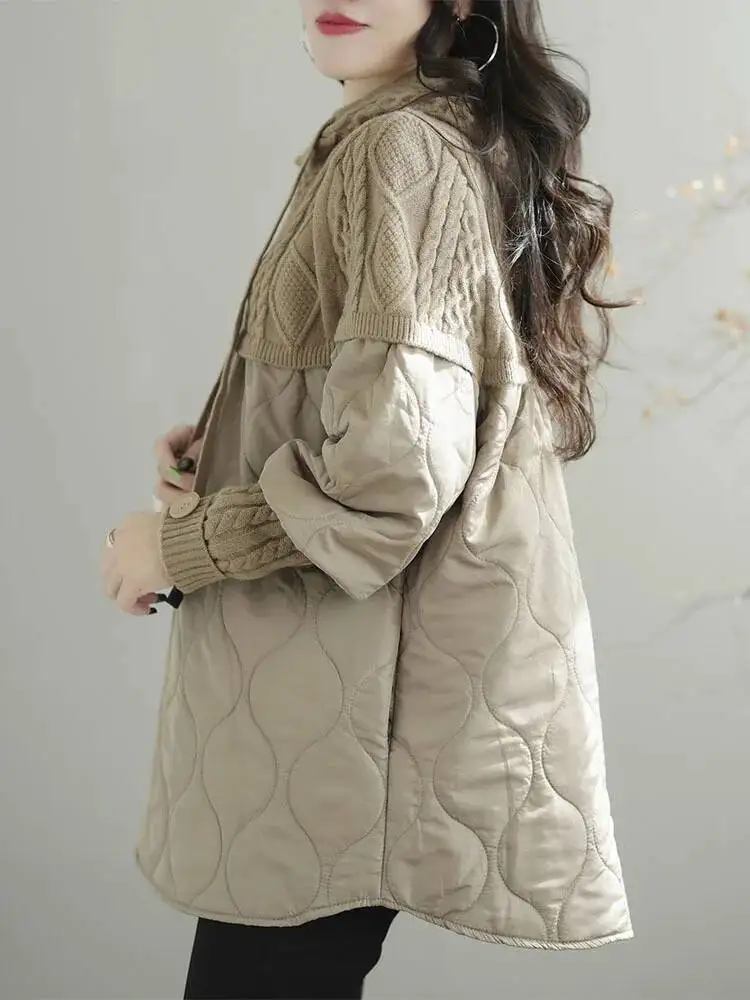Amax LuluE Winter Fashion Clothes Womens Loose Warm Hooded Knitted Padded Hoodies Ladies Casual Vintage Thicken Long Sweatshirts