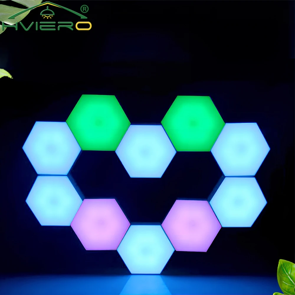 LED RGB Quantum Hexagon Wall Lamp Touch Sensor DC 5V Honeycomb Light Colorful Modular Control Night Decoration For Room Bedroom