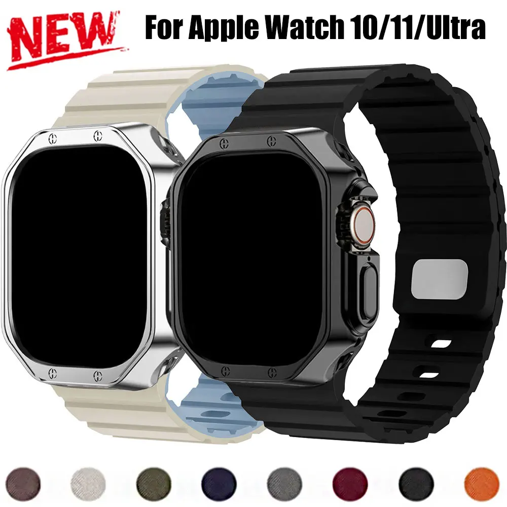 

Мягкий чехол из ТПУ для Apple Watch 49 мм 44/45 мм серии 10 11 42/46 мм Магнитный силиконовый браслет для Iwatch 9 8 7 38 40 41 мм Correa