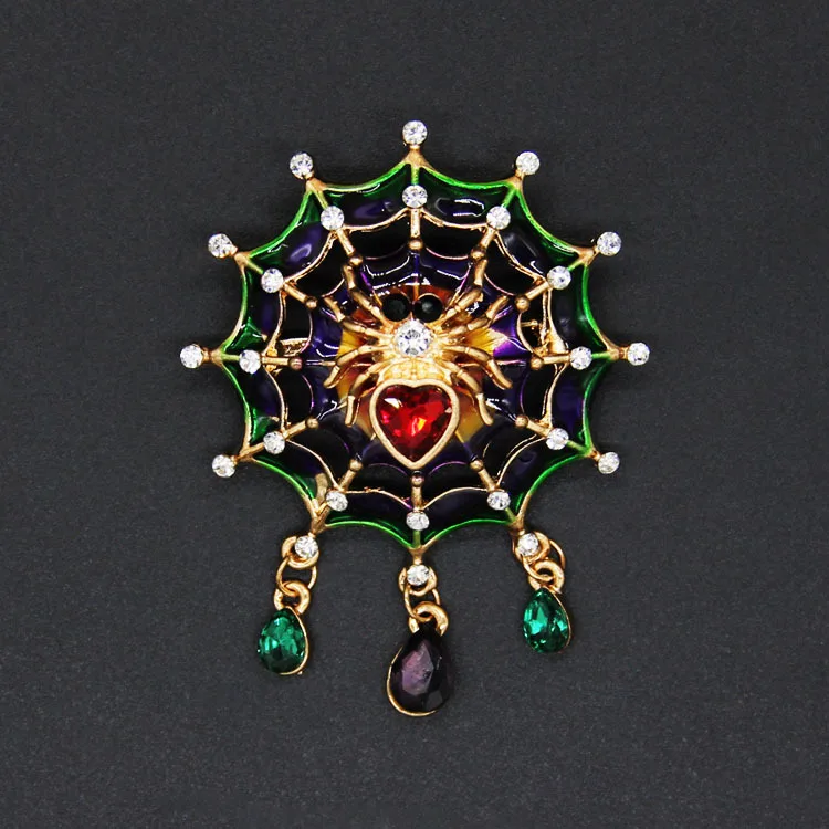 

Korean Version Drip Oil High-end Men's and Women's Brooch Spider Inlaid Rhinestone Colored Alloy Jewelry