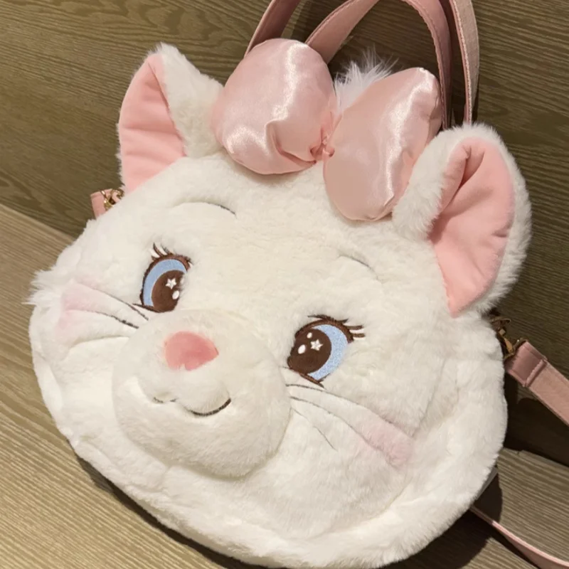 Nuevo y genuino juguete de peluche Potdemiel de Disney, muñeco de peluche de gato Mary, bolso de hombro, regalo de cumpleaños para mujer, mochila peluda suave