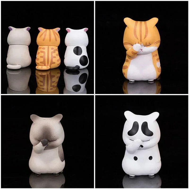 New Pet Cat Cake Decoration Figurine Model Toys Kawaii Distressful Kitten Cats Figure Mini Animals Home Ornament Kid Xmas Gift