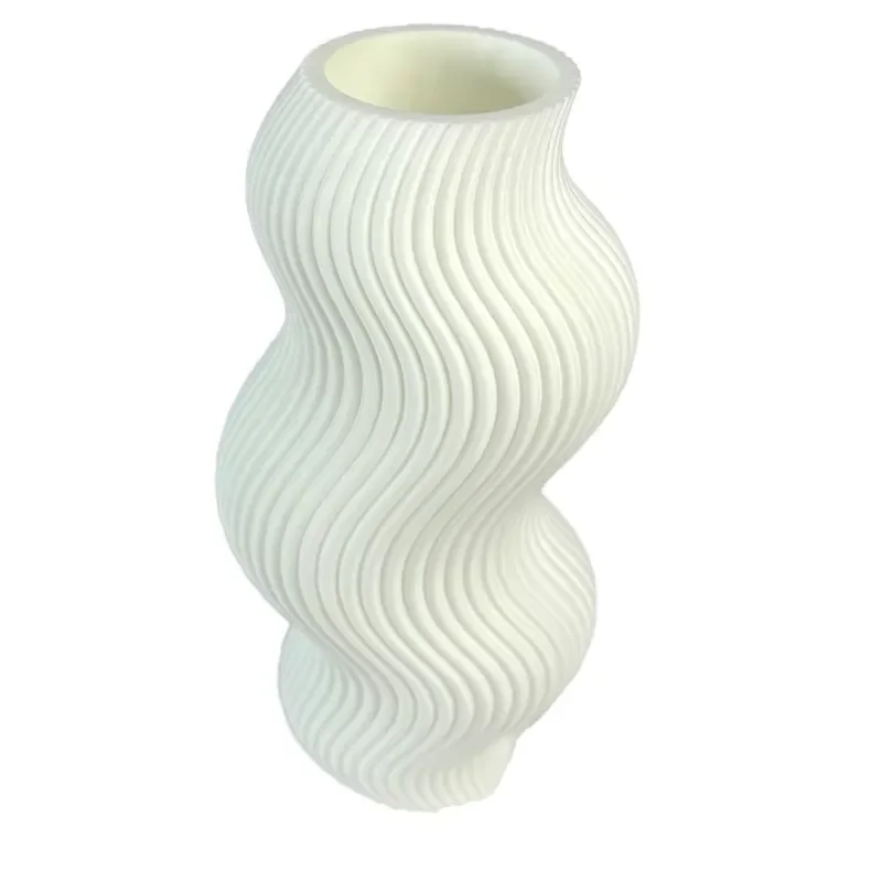 Modern 3D Printed Wavy Vase Unique Desktop Home Decor Art Piece Customizable Design for Living Room Office Table Centerpiece
