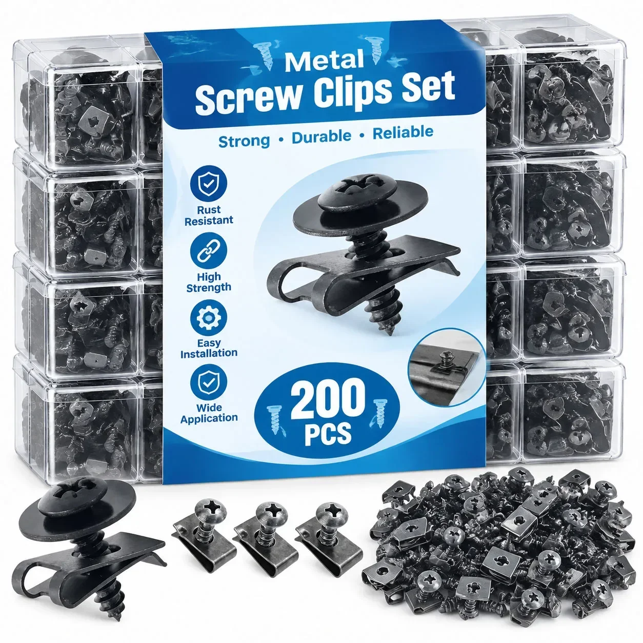 Self Tapping Screws Metal Fastener Clip for Car Motorcycle U-Type Clip with Screw Anti-rust Protection Clip Screw Iron Sheet Kit
