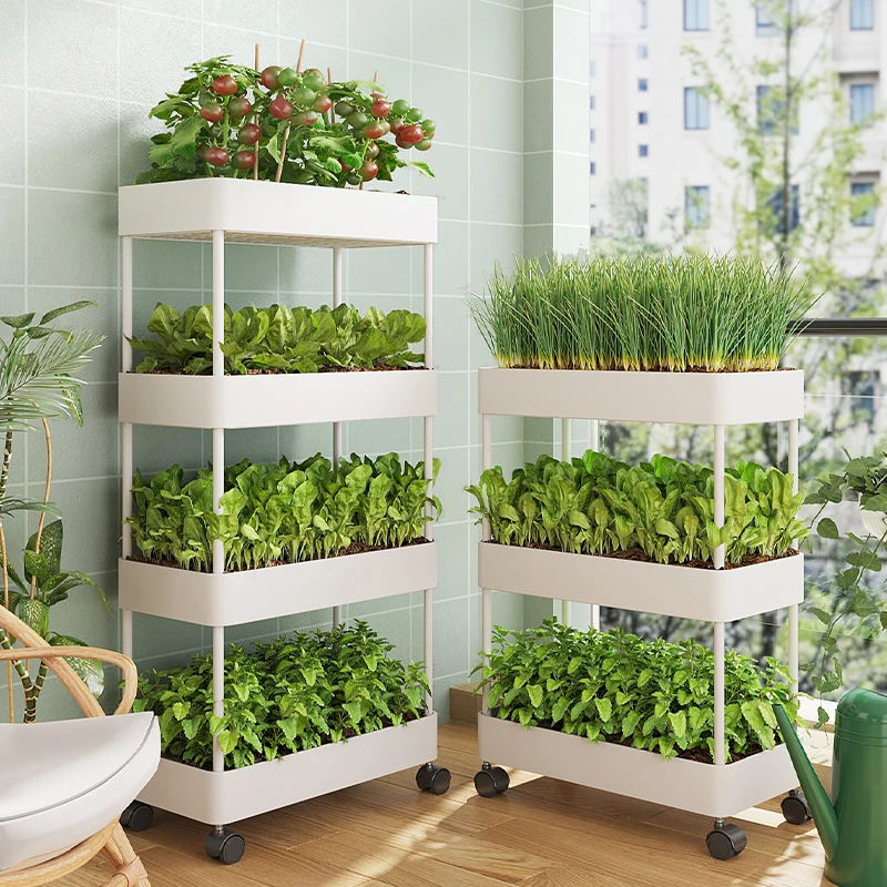 Balcony vegetable rack planting artifact planting top floor vegetable rack strawberry basin indoor flower rack