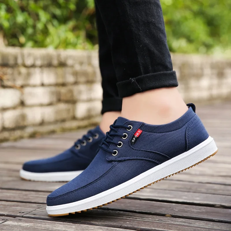 New Men Canvas Shoes Fashion Breathable Casual Shoes for Men comfortable Men Driving Shoes Lace Up Sneakers zapatillas de hombre