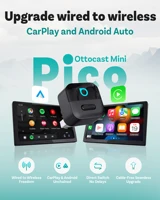 Adaptador inalámbrico OTTOCAST Mini Pico 2 en 1 para CarPlay y Android Auto, Wifi 6.0, Plug and Play, compatible con el 98% de los coches.