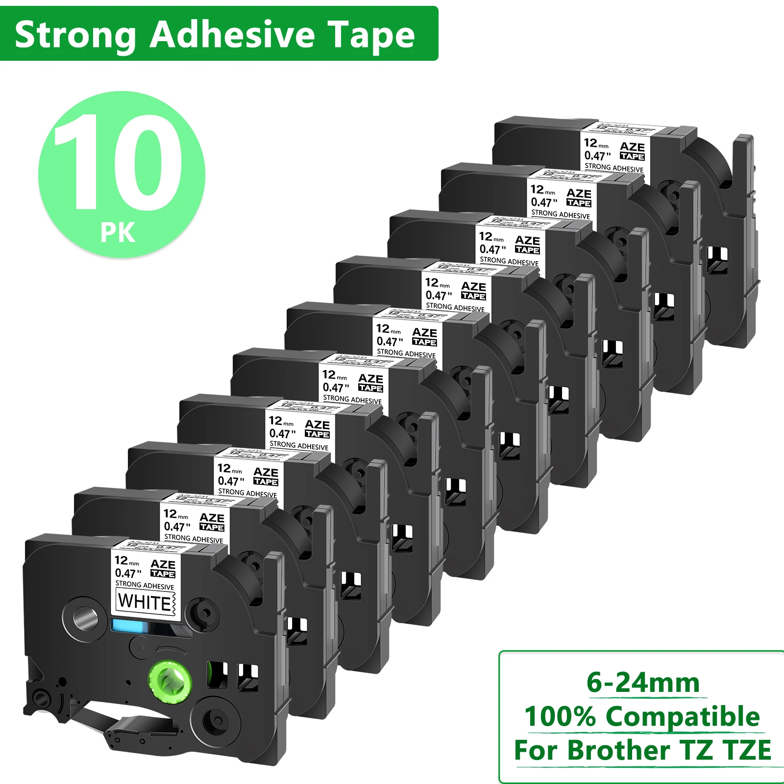 

3-20PK Strong Adhesive Laminated Tapes Compatible for Brother TZ TZe-S231 TZe-631 6-24mm Label Tape for Brother P-Touch Printer