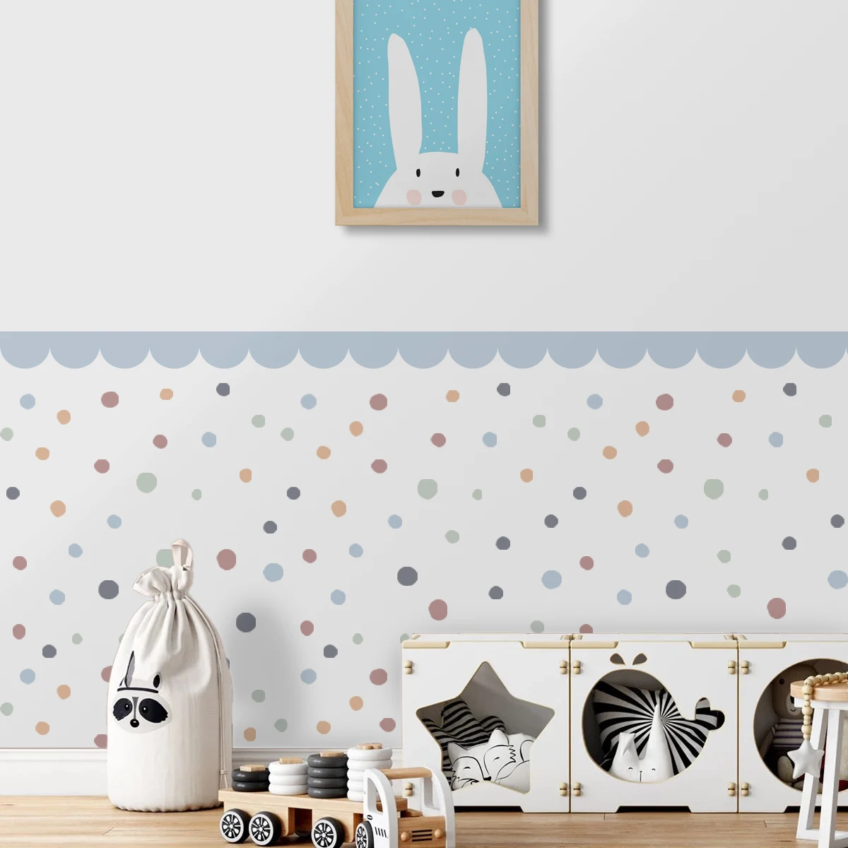 Boho Scalloped Border Heart Wall Sticker Nursery Decal Child Art Door Kids Room Girls Bedroom Bedside Living Decor Peel & Stick