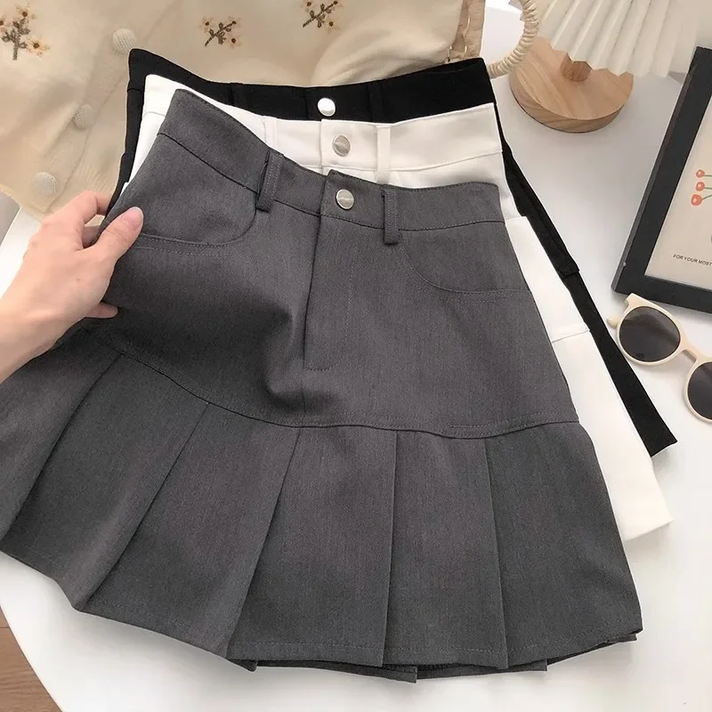 

Retro Y2K A-Line Skirts Fashion Women High Waist Sweet Streetwear Pleasted Mini Dresses Casual Office Lady Chic Female Clothes
