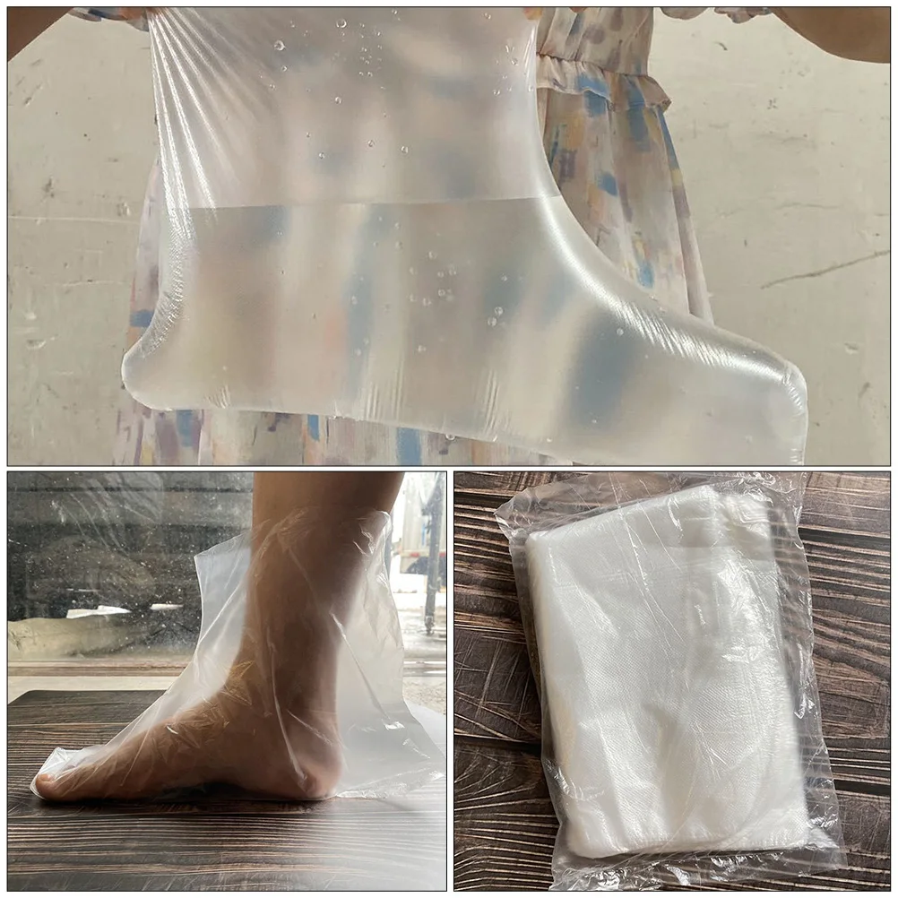

Disposable Foot Covers PE Breathable Membrane Waterproof Long Sleeve Socks Mittens Tube SPA Try Shoes Booties Plastic