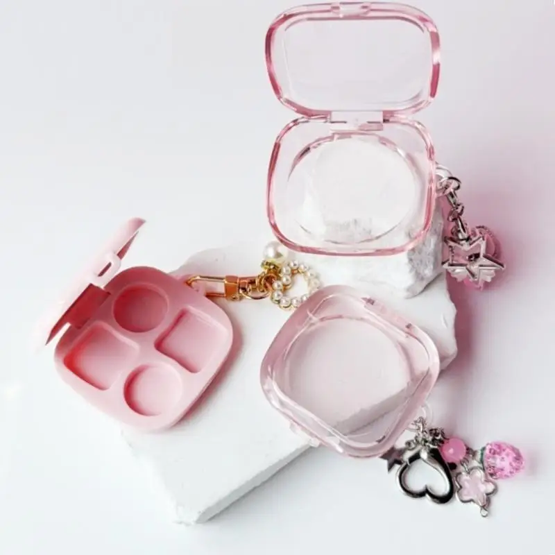 Leeres Licht, 4 Fächer, rechteckig, Lidschatten, Lippenstift, Concealer, Pulverbox, Kosmetikverpackung für DIY-Lidschattenkosmetik mit Loch