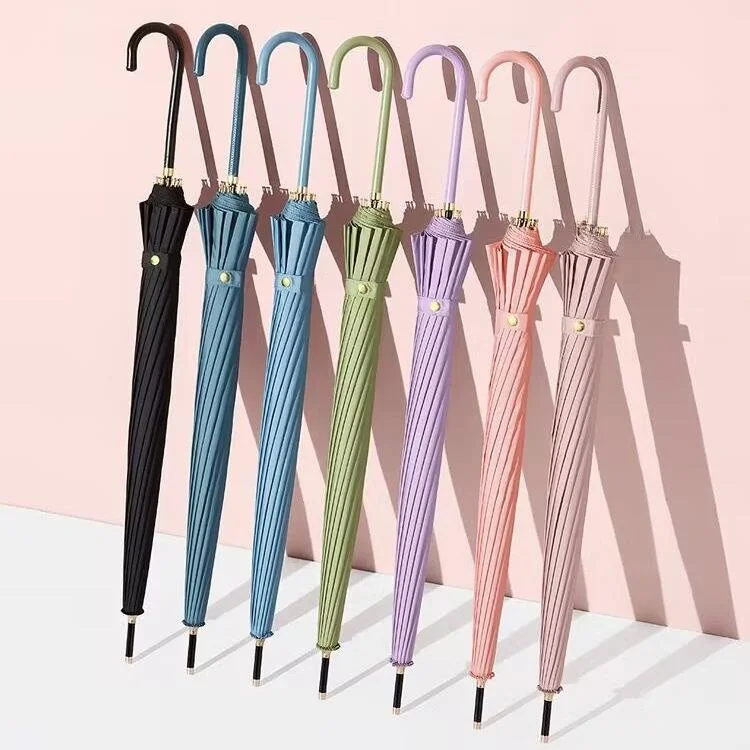 

Large Double Person Straight Sti Umbrella with Bent Hook Leather Handle Sun Rain Advertising Gift Umbrella Japanese Sle