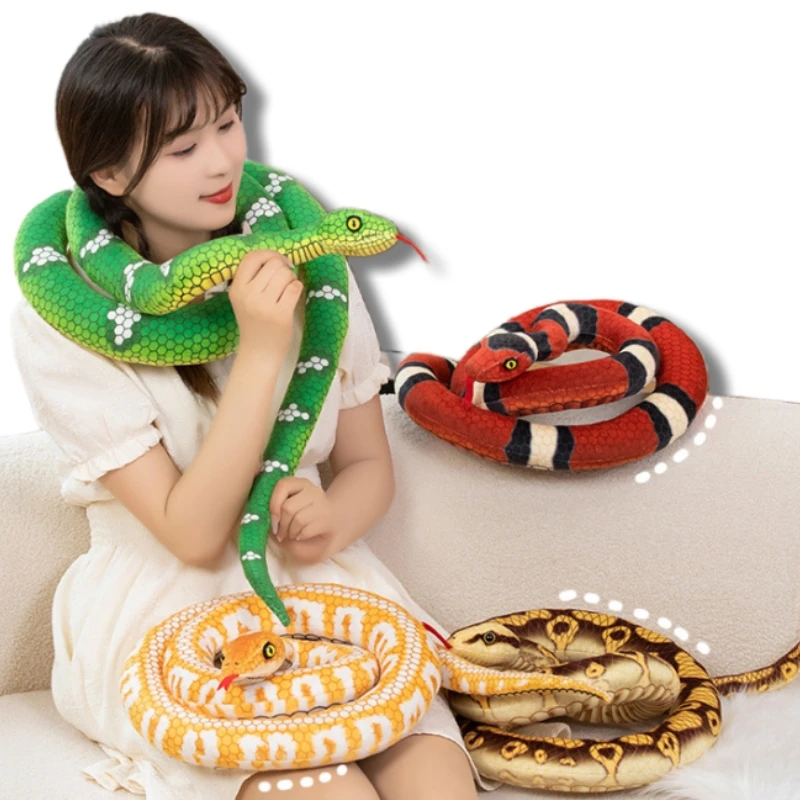 Creative Simulation Python Plush Doll Yellow Green Red Python Interesting Soft Plush Toy Holiday Decoration Bedroom Living Room