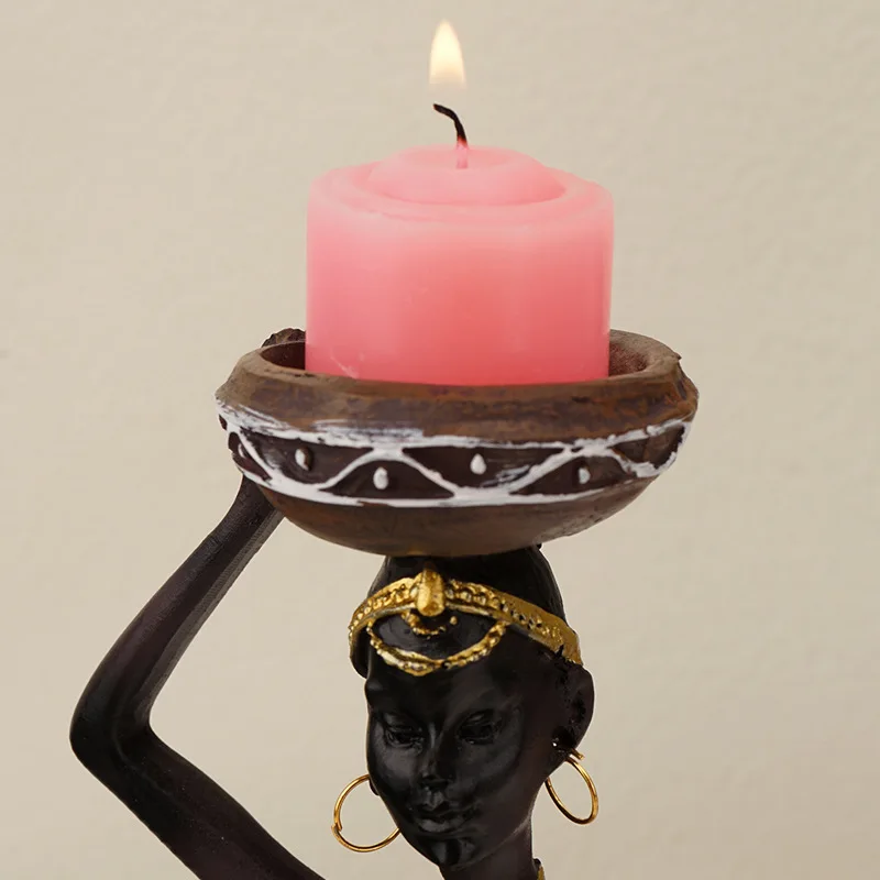 Nordic Candle Holder‌ – Black Resin Sculpture, Modern Minimalist Decor for Entryway & Coffee Table