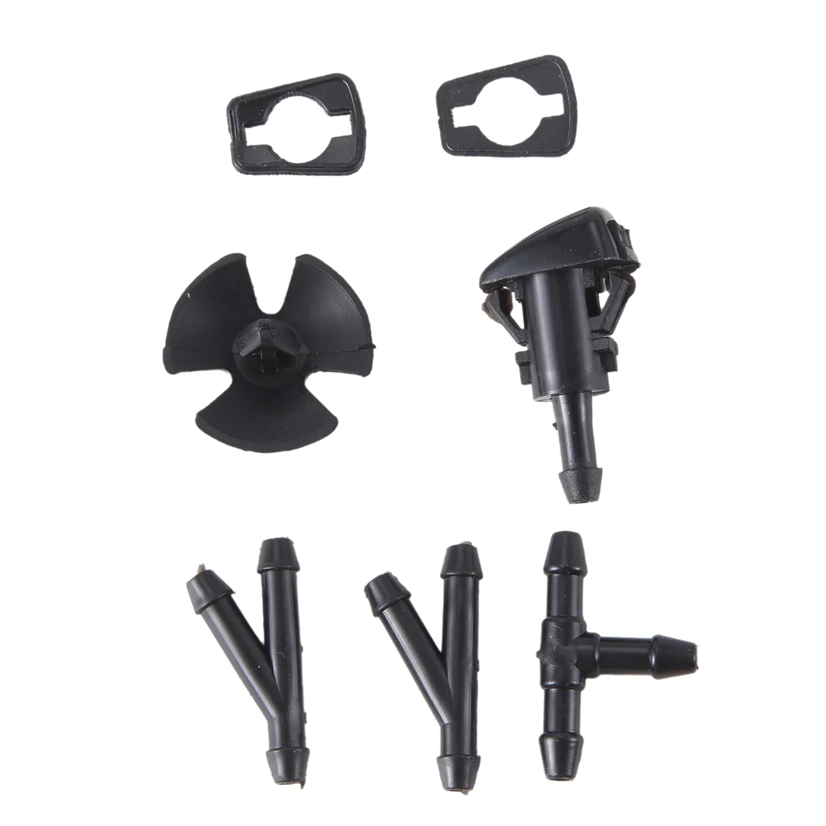 1 Set of Front Windshield Washer Nozzles 5113049AA with Fluid Hose Sprayer Nozzels Gaskets for JEEP Dodge Chrysler