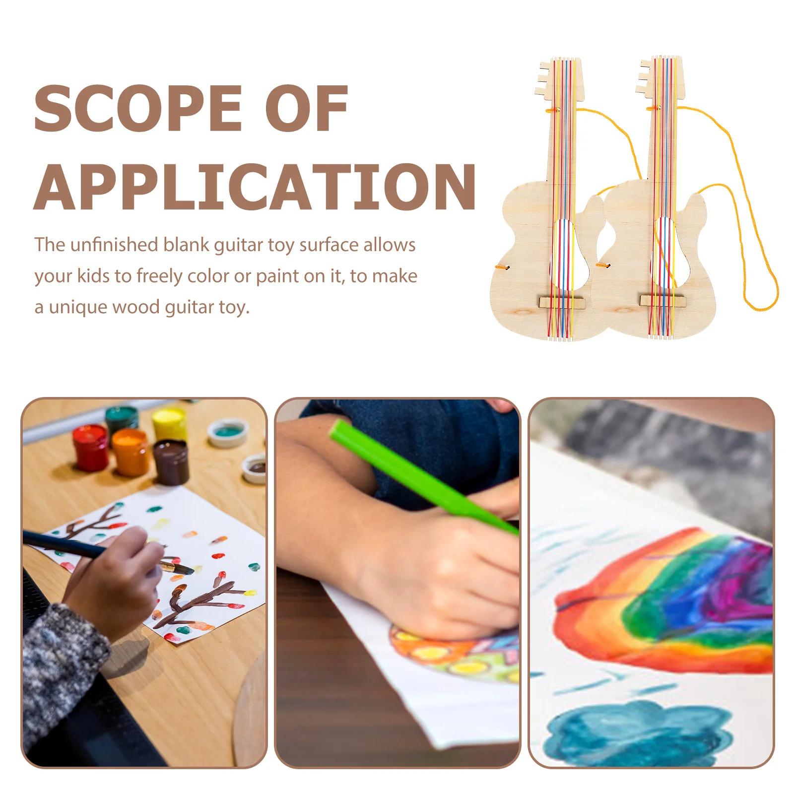 2 uds., juguetes de guitarra Diy para niños, instrumentos musicales para niños, artesanía de Graffiti de madera sin terminar