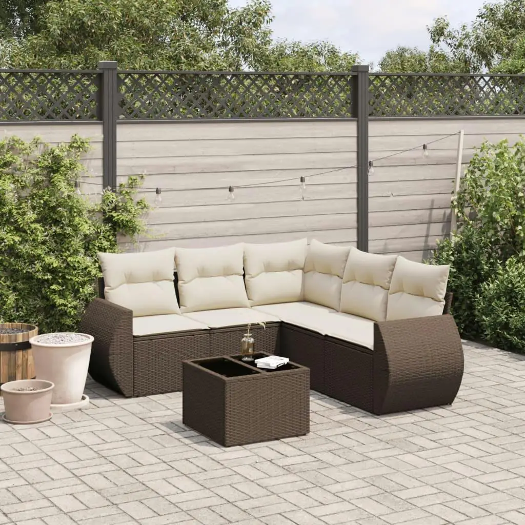 

Brown PE Rattan 6 Piece Modular Garden Sofa Set Outdoor Patio Furniture Comfortable Seating for Garden Balcony Backyard