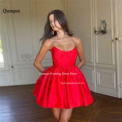 Qunque Red Vestidos De Gala Customized Short Homecoming Dresses Off The Shoulder A-line Party Mini Cocktail Dress Abendkleider