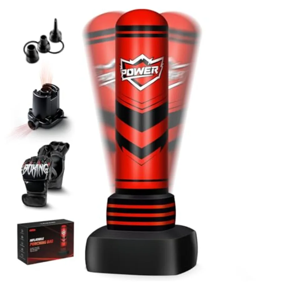 

Напольный боксерский мешок для взрослых и подростков, 70 дюймов, утяжеленный, с перчатками и насосом, для мужчин и женщин, для кикбоксинга, улучшенная версия