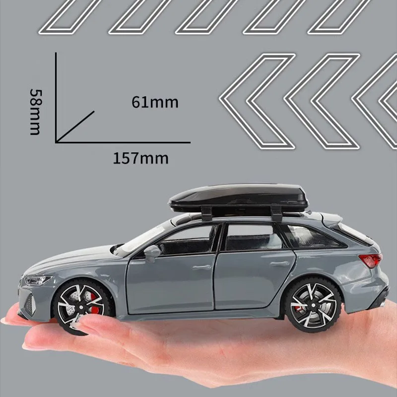 1/32 Audi RS6 Toy Car Model with Sound Light Doors Opened Alloy Diecast Model Vehicle Collection Toy for Boy Adult Festival Gift