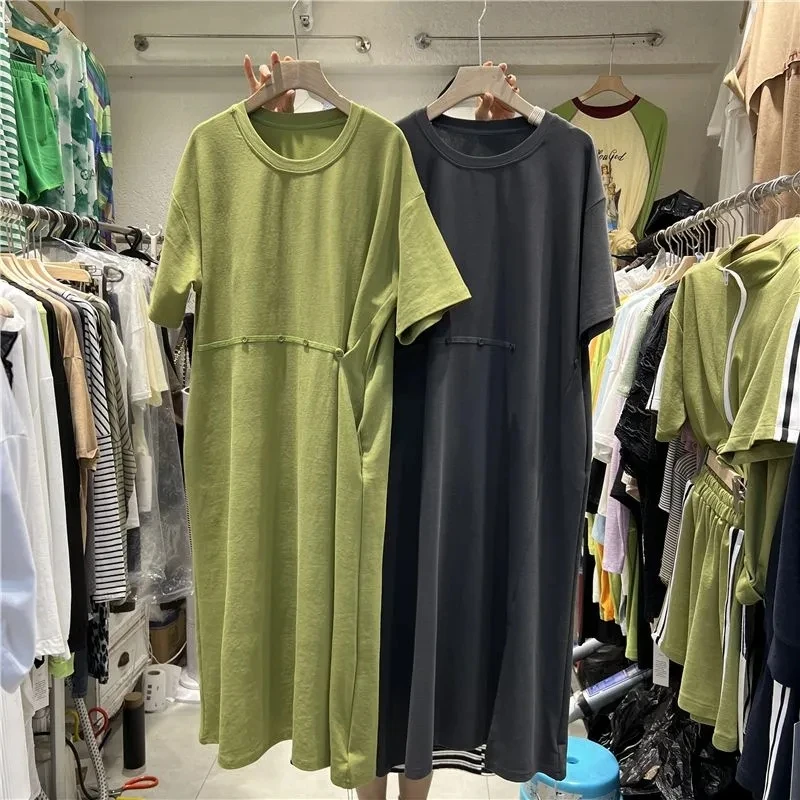 

Платье-футболка женское больших размеров, повседневное, свободного кроя, средней длины, летнее, модное, в стиле «ленивый шик», для женщин весом до 300 фунтов