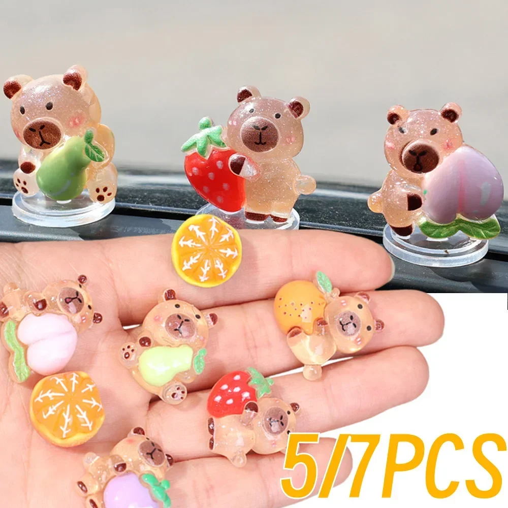 Cute Capibala Cartoon Resin Car Ornaments Auto Dashboard Center Console Cream Glue Accessories Handmade Pendants Auto Parts