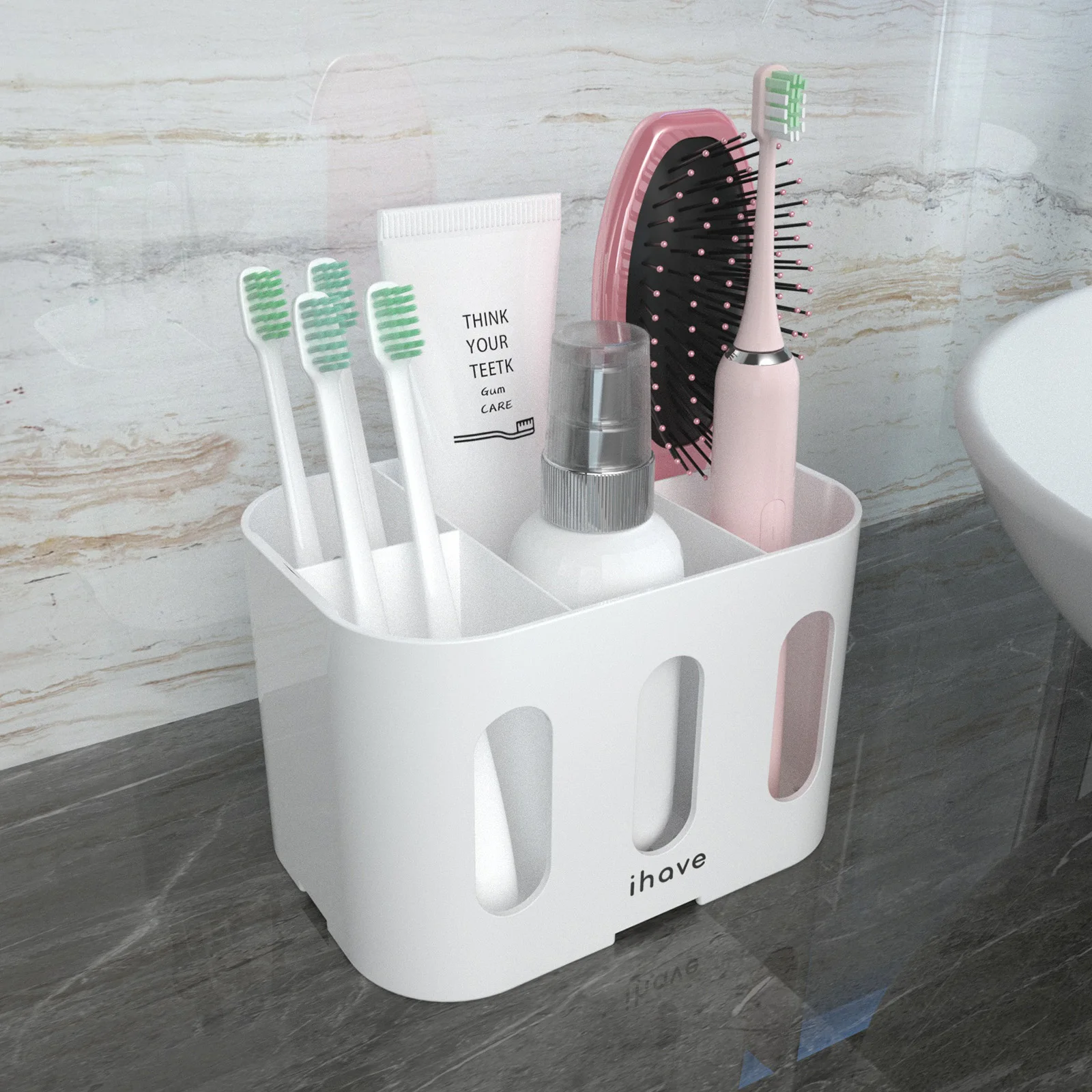 Toothbrush Holders for Bathrooms , Tooth Brushing Holder Bathroom Organizer Countertop, Electric Tooth Brush Holder with 5 Slots