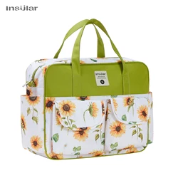 Bolsa aislante para pañales de bebé, bolso de gran capacidad para mamá, bolso de hombro con estampado de moda, bolsas de pañales para cochecito de mamá de viaje al aire libre