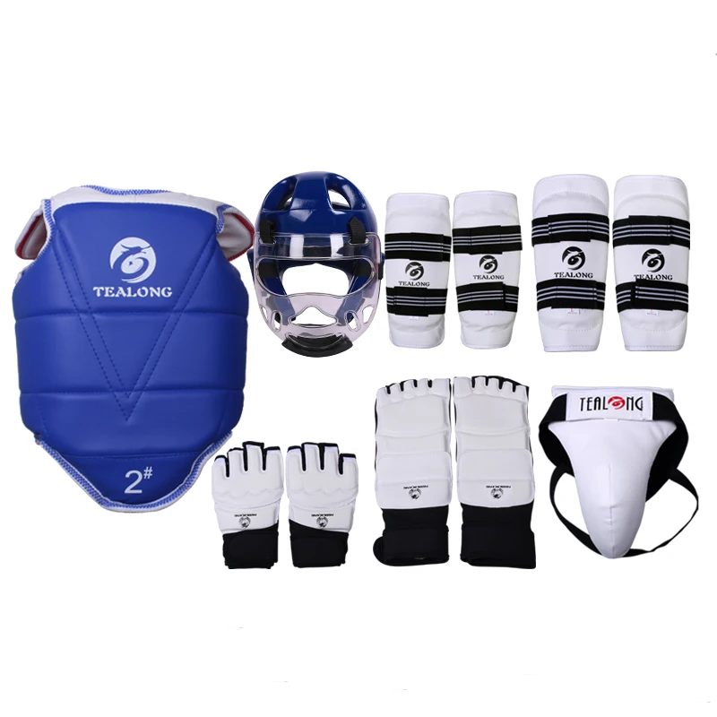 Taekwondo Five-piece Set Helmet Armor Kickboxing Guantes De Boxeo Boxing Glove Capacete Taekwondo Equipment Head Protector Spats