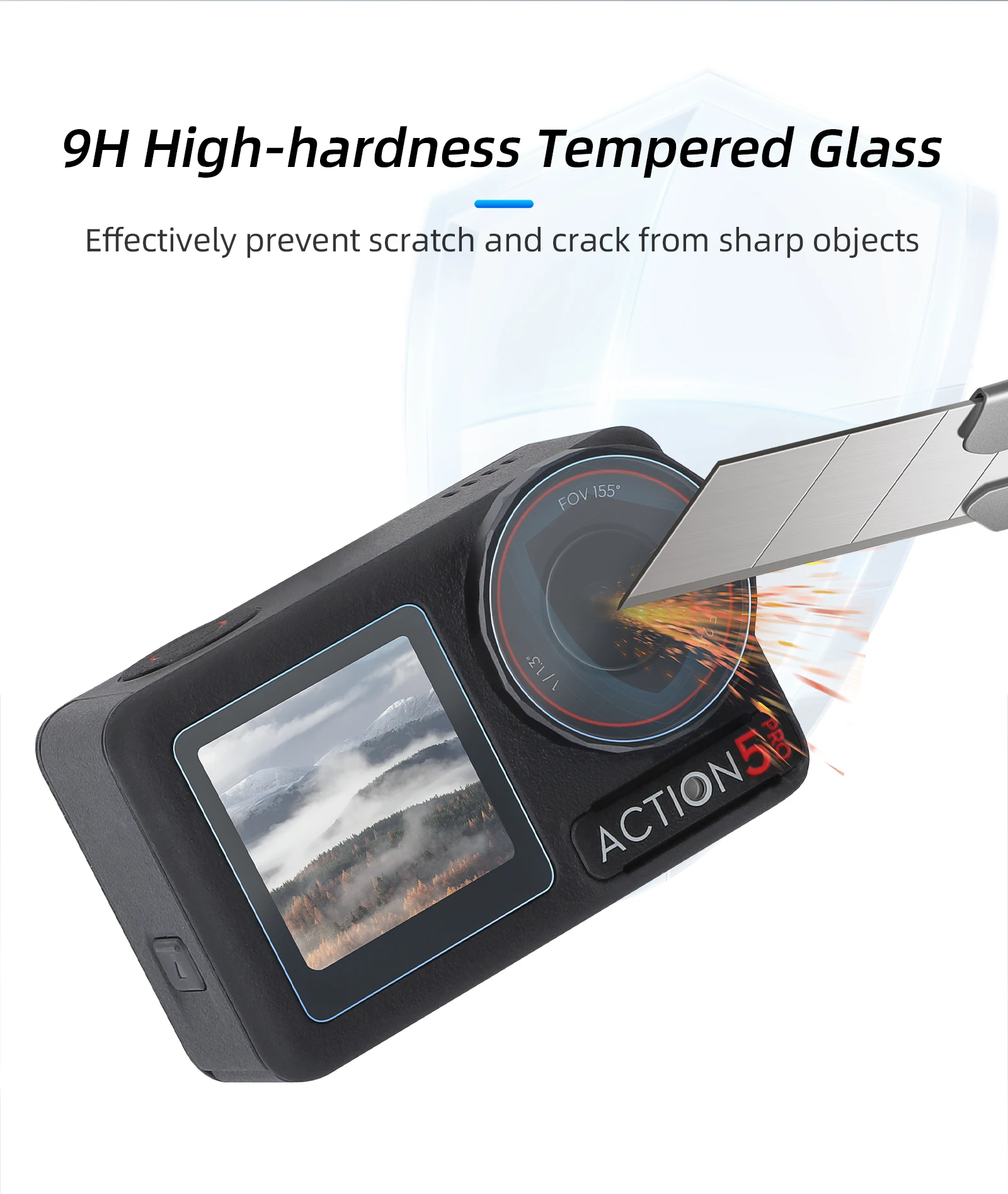 9 in1 Tempered Glass Screen Protector for DJI Osmo Action 5 Pro Camera 9H Hardness Lens/Screen/Front LCD HD Anti-scratch Film